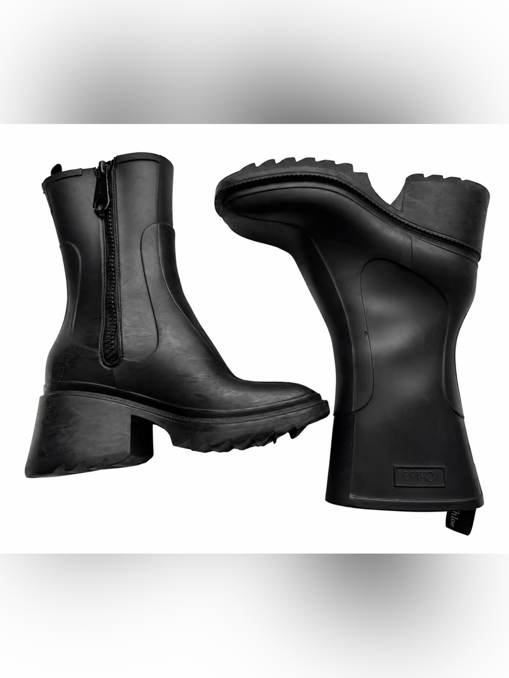 Chloé Betty PVC Short Rain Boots Black Size 36 US 6 Designer - Picture 3 of 13